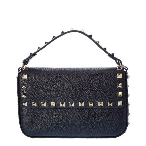 Valentino Handbags - Valentino Rockstud Grainy Leather Crossbody, Black